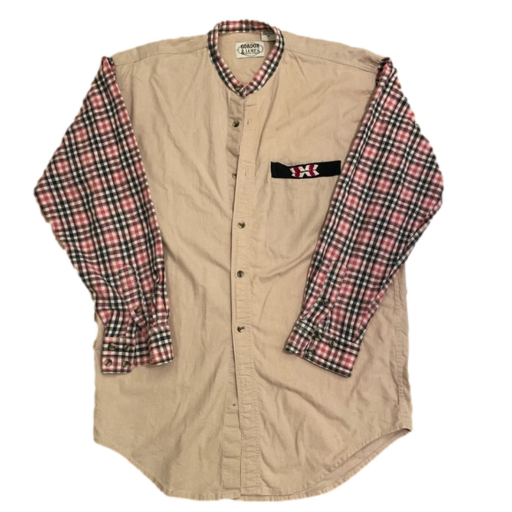 𝅺VINTAGE Western Southern Cowboy Cowgirl Plaid Aztec Pattern Shirt Medium